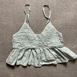 Urban Outfitters Light Sage Spaghetti Strap Cotton Crop Top Boho Festival Summer